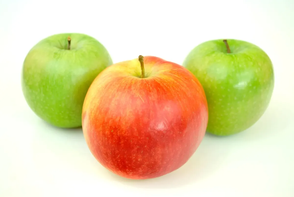 Vibrant close-up of red and green apples showcasing freshness. Ideal for food and health themes.