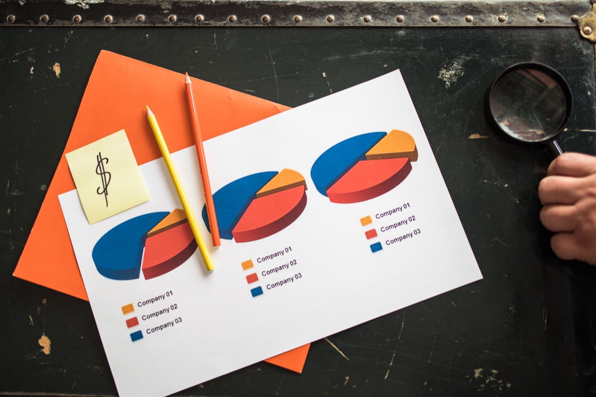 Gráfico de crecimiento ascendente en papel