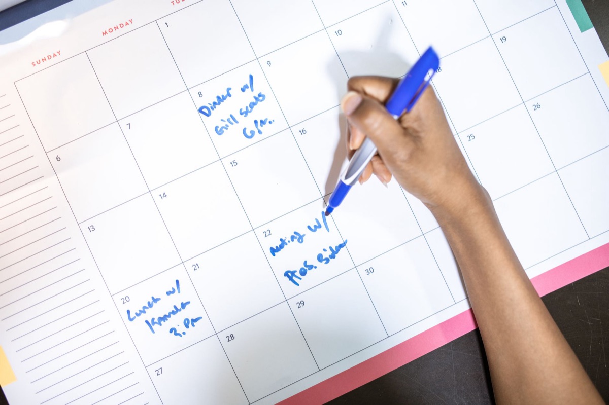 Kalender mit täglichen Aufgaben